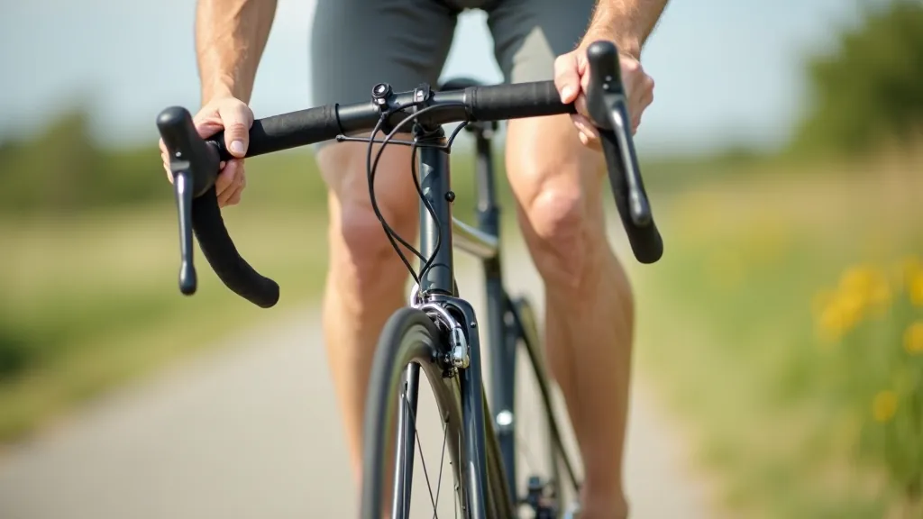 Close-up of cyclist's legs pedaling smoothly on stationary bike, showing proper form and knee alignment